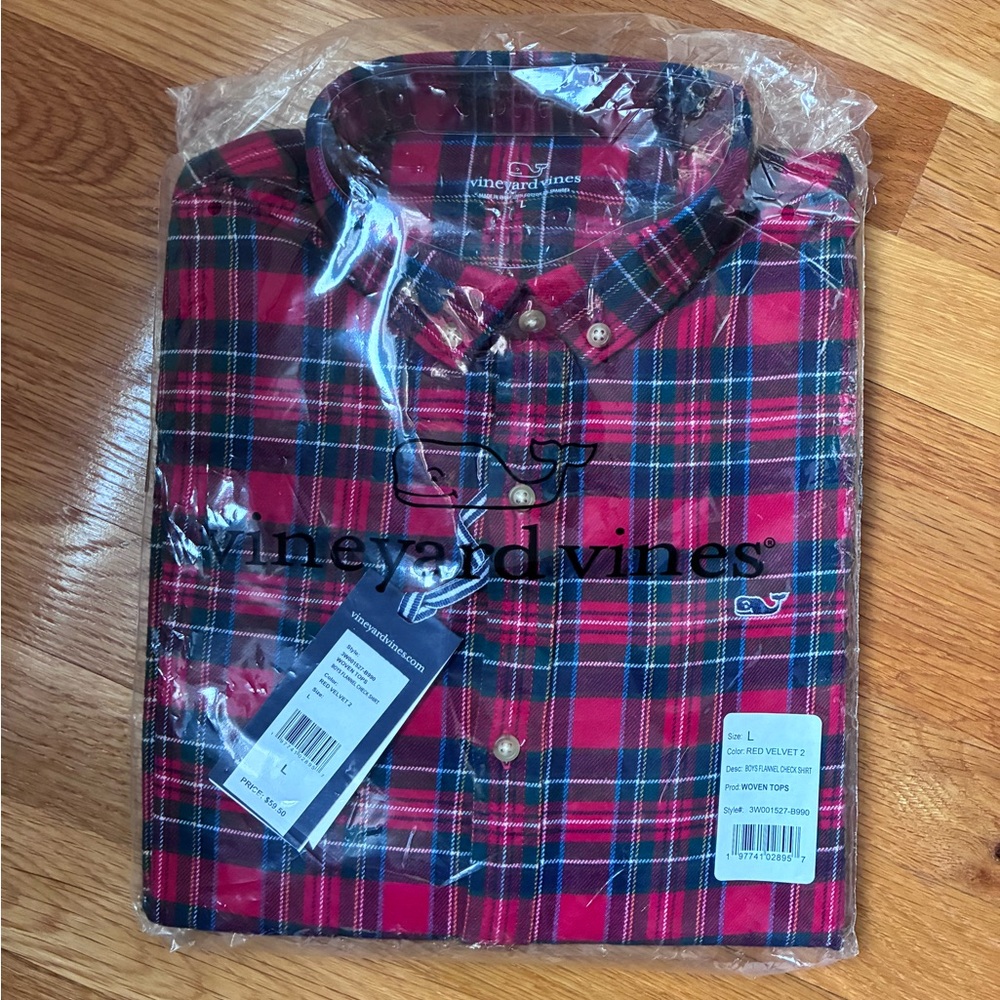 Vineyard Vines boys Red and Green Plaid Shirt